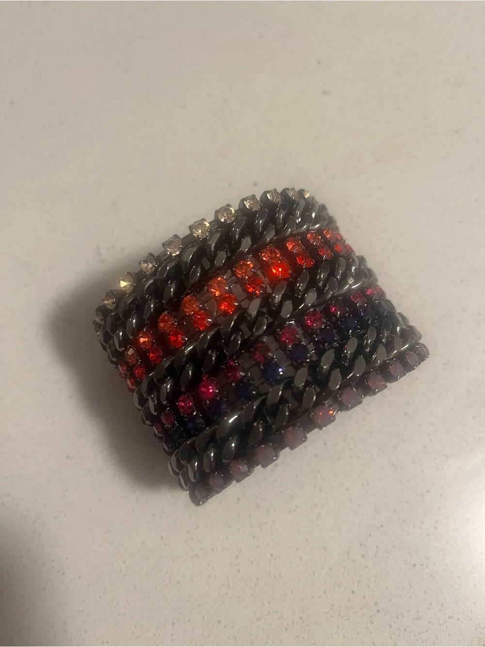Gunmetal & Rhinestone Cuff Bracelet